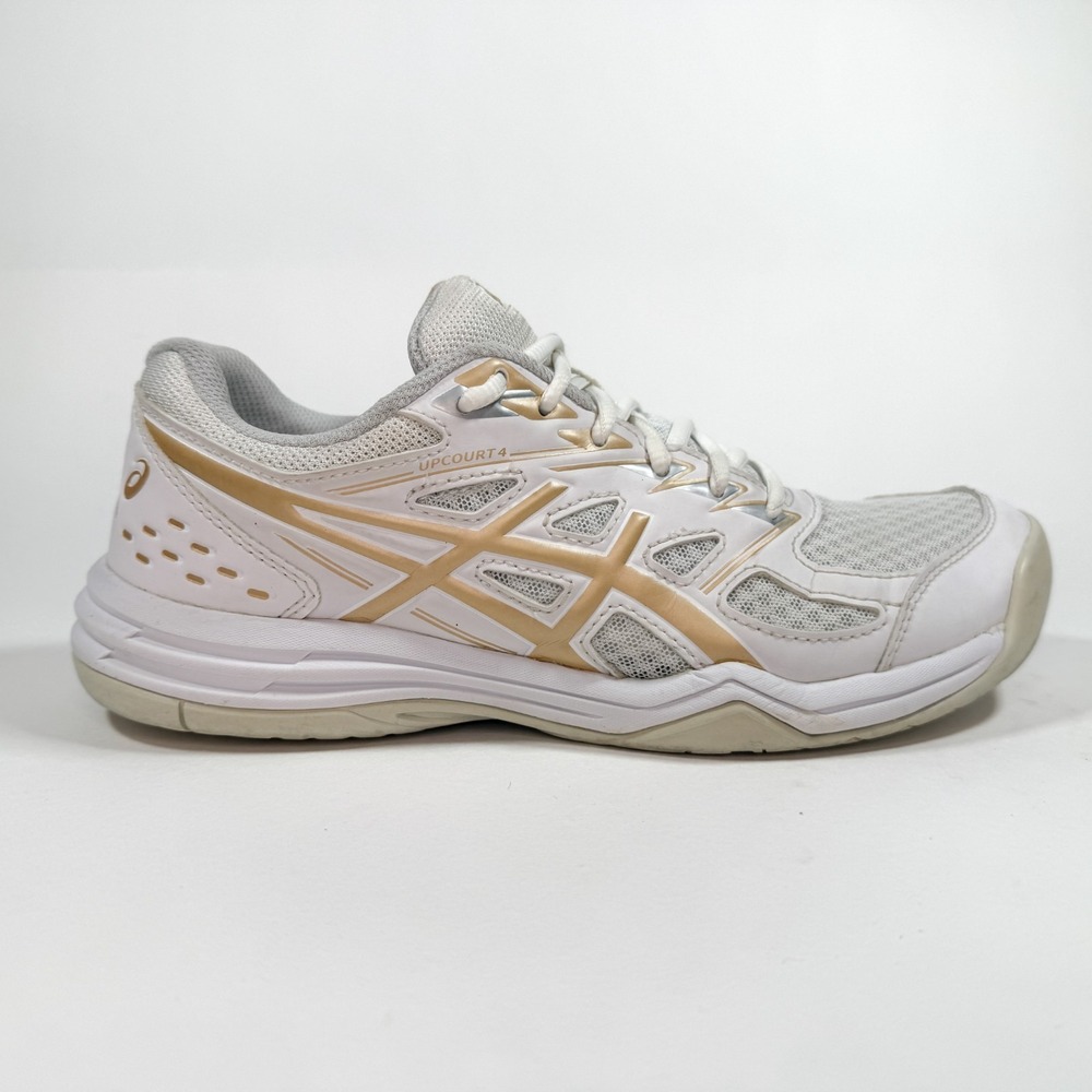 ASICS Upcourt 4 Men's 8 (Woman's 9.5) White Gold Indoor Court Volleyball Shoes